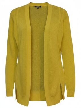 PREMISE - NWOT, Cardigan Sweater, Yellow Green, Open Front, Side Slits, Size Med
